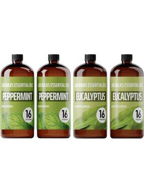 Peppermint & Eucalyptus Essential Oils Bundle - 16 oz for Diffusers